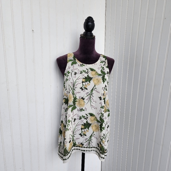 Max Studio Womens Dressy Tank Top Sz Small White Floral Party Going Out School - Picture 1 of 11
